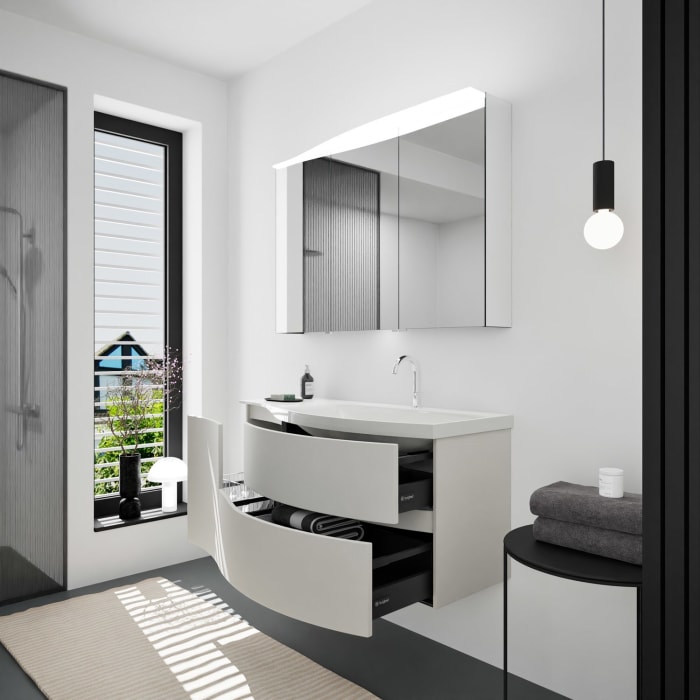 burgbad Sinea 3.0 Mineralguss-Waschtisch mit Unterschrank, 122 cm, mit Griffleiste G0167