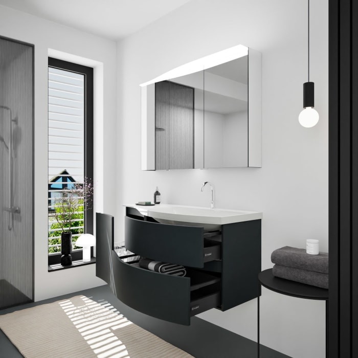 burgbad Sinea 3.0 Mineralguss-Waschtisch mit Unterschrank, 122 cm, mit Griffleiste G0167