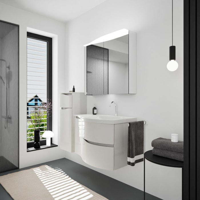 burgbad Sinea 3.0 Mineralguss-Waschtisch mit Unterschrank, 92 cm, mit Griffleiste G0167