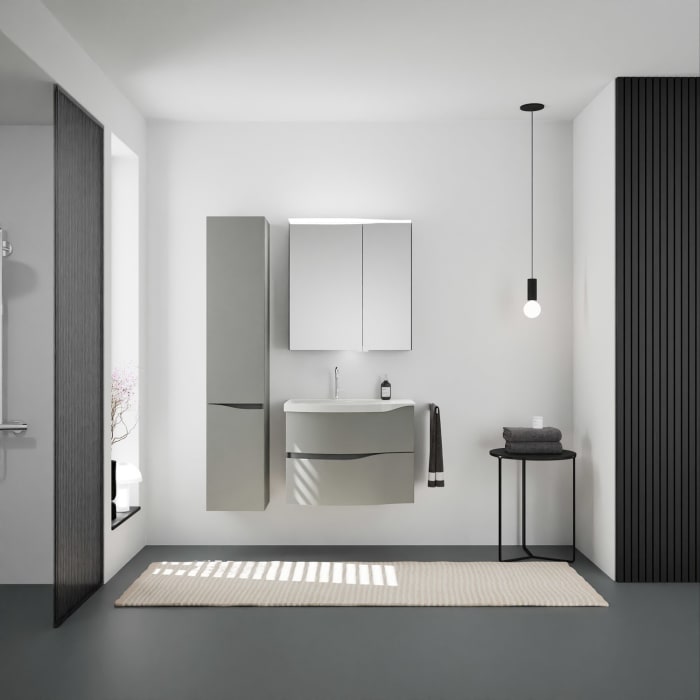 burgbad Sinea 3.0 Mineralguss-Waschtisch mit Unterschrank, 77 cm, mit Griffleiste G0167