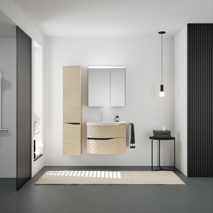 burgbad Sinea 3.0 Mineralguss-Waschtisch mit Unterschrank, 77 cm, mit Griffleiste G0292