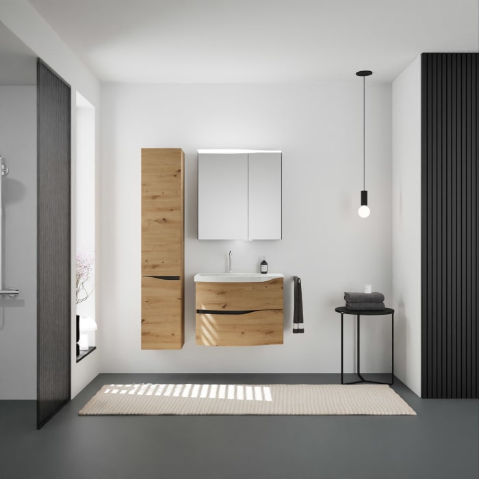 burgbad Sinea 3.0 Mineralguss-Waschtisch mit Unterschrank, 77 cm, mit Griffleiste G0292