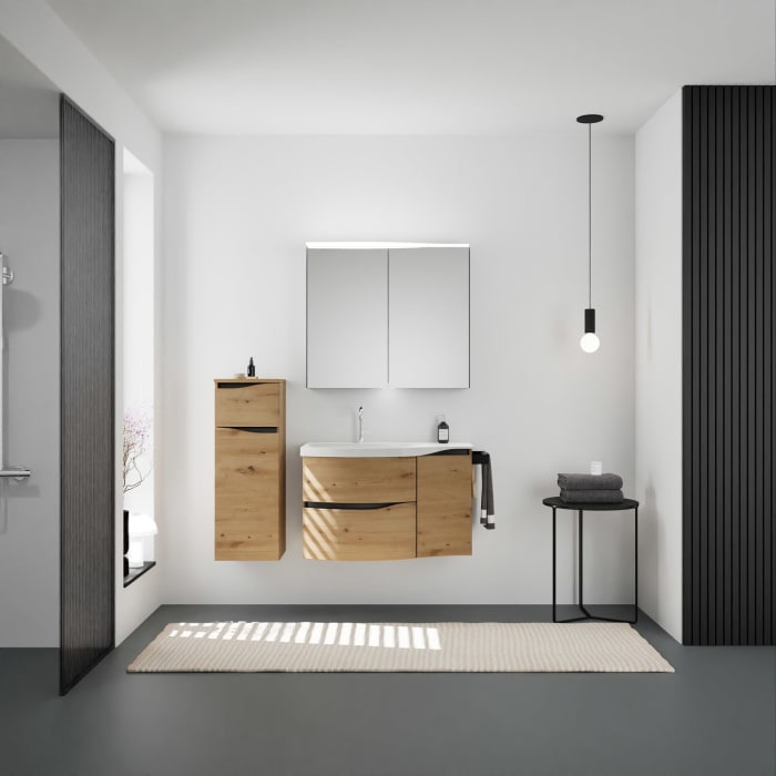 burgbad Sinea 3.0 Mineralguss-Waschtisch mit Unterschrank, 92 cm, mit Griffleiste G0292