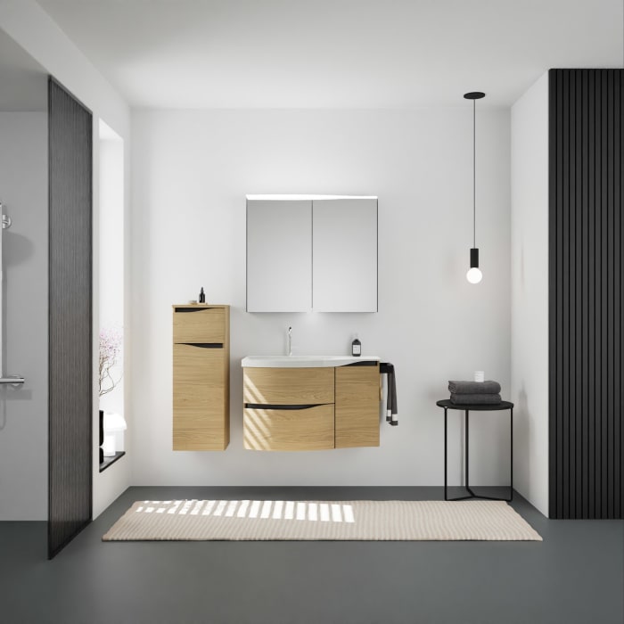 burgbad Sinea 3.0 Mineralguss-Waschtisch mit Unterschrank, 92 cm, mit Griffleiste G0292