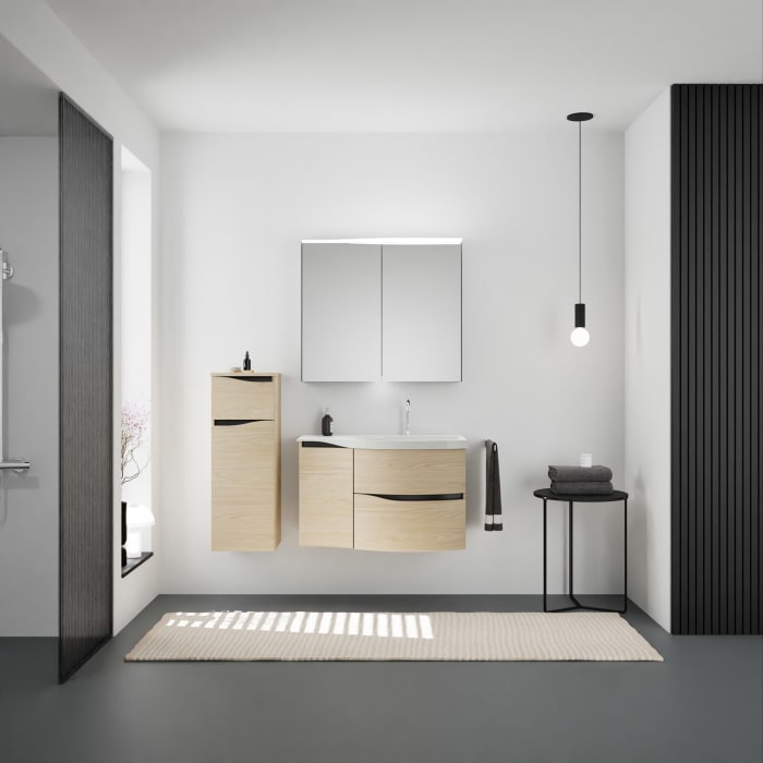 burgbad Sinea 3.0 Mineralguss-Waschtisch mit Unterschrank, 92 cm, mit Griffleiste G0292