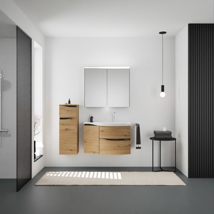 burgbad Sinea 3.0 Mineralguss-Waschtisch mit Unterschrank, 92 cm, mit Griffleiste G0292