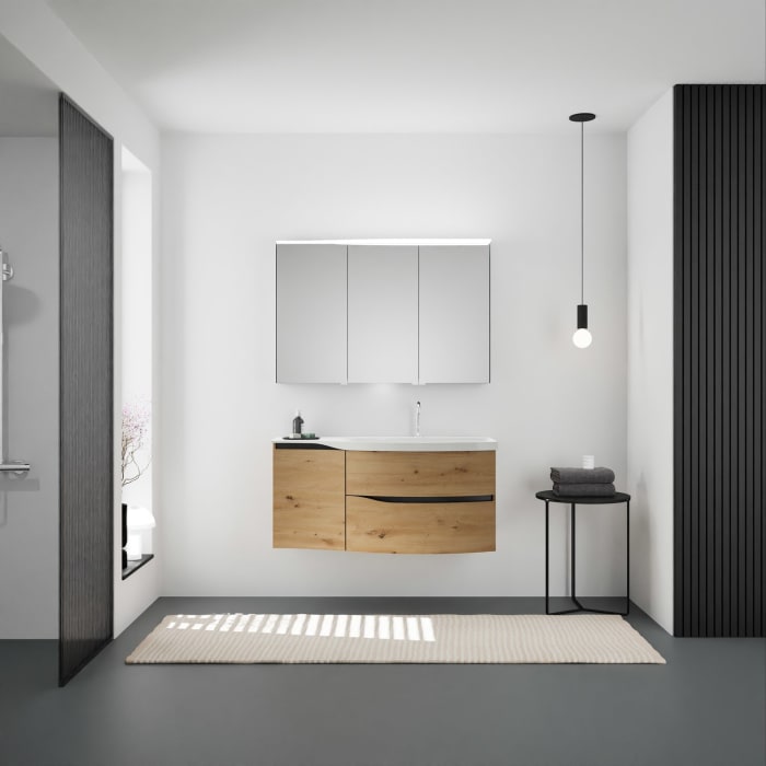 burgbad Sinea 3.0 Mineralguss-Waschtisch mit Unterschrank, 122 cm, mit Griffleiste G0292