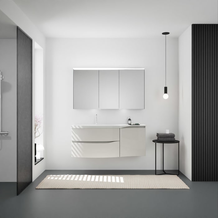 burgbad Sinea 3.0 Mineralguss-Waschtisch mit Unterschrank, 142 cm, mit Griffleiste G0167