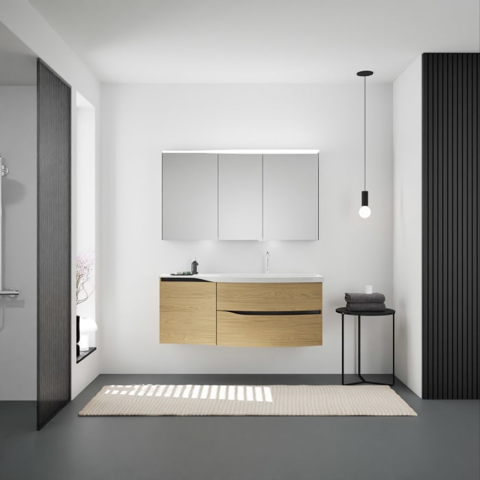 burgbad Sinea 3.0 Mineralguss-Waschtisch mit Unterschrank, 142 cm, mit Griffleiste G0292