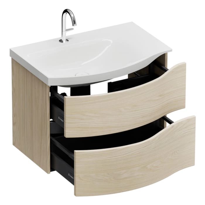 burgbad Sinea 3.0 Mineralguss-Waschtisch mit Unterschrank, 77 cm, mit Griffleiste G0292