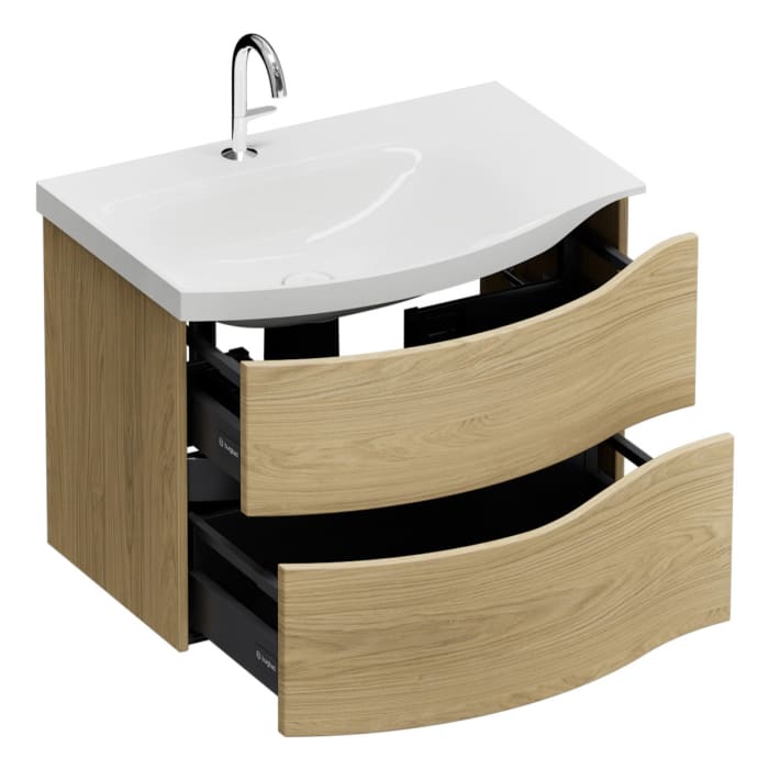 burgbad Sinea 3.0 Mineralguss-Waschtisch mit Unterschrank, 77 cm, mit Griffleiste G0292