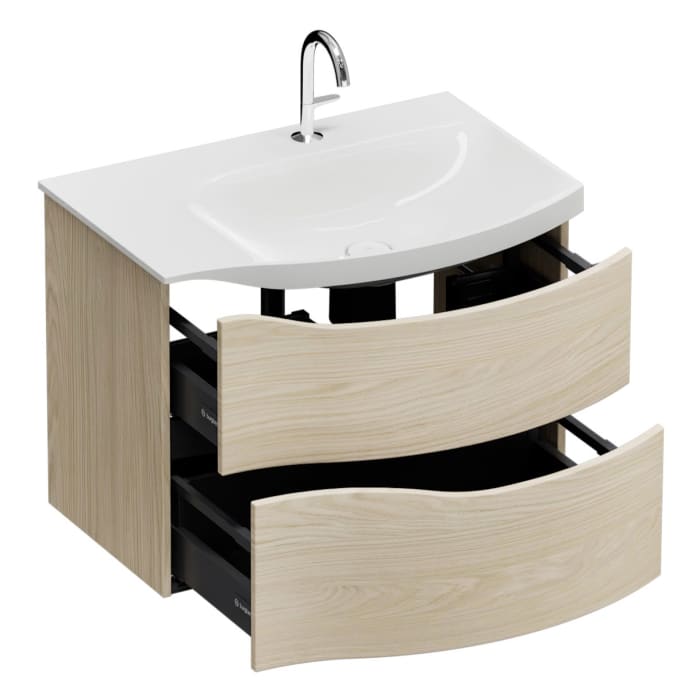 burgbad Sinea 3.0 Mineralguss-Waschtisch mit Unterschrank, 77 cm, mit Griffleiste G0292