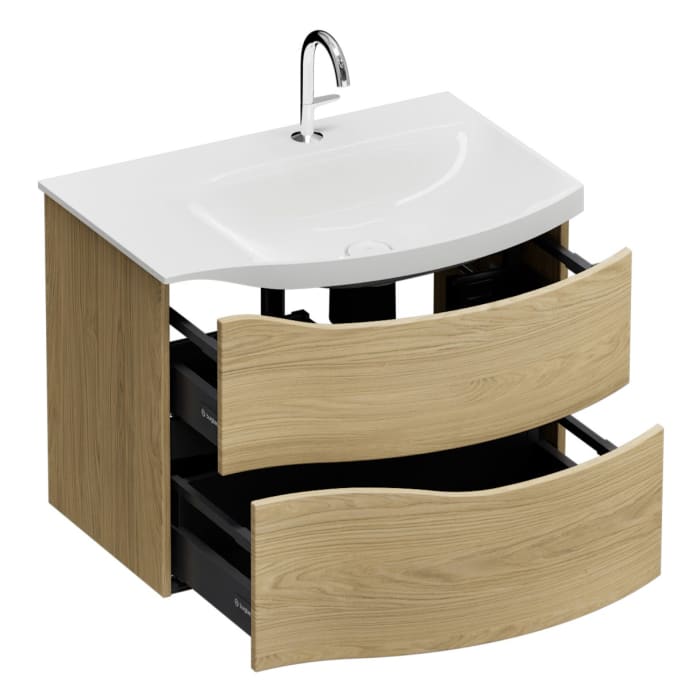 burgbad Sinea 3.0 Mineralguss-Waschtisch mit Unterschrank, 77 cm, mit Griffleiste G0292