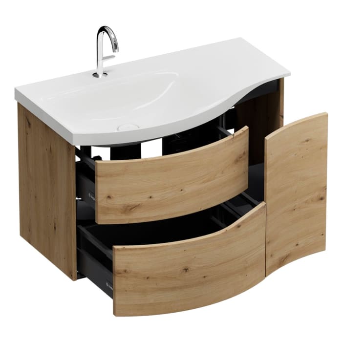 burgbad Sinea 3.0 Mineralguss-Waschtisch mit Unterschrank, 92 cm, mit Griffleiste G0292