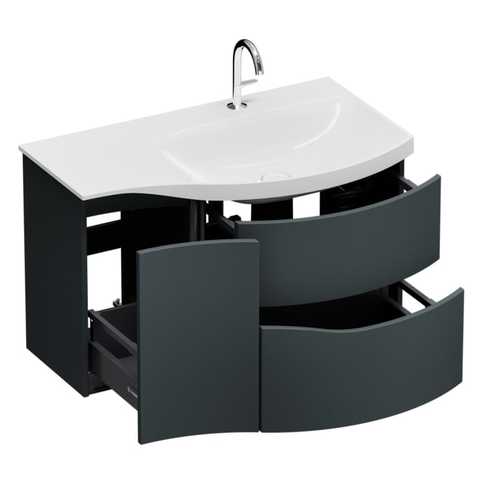 burgbad Sinea 3.0 Mineralguss-Waschtisch mit Unterschrank, 92 cm, mit Griffleiste G0167