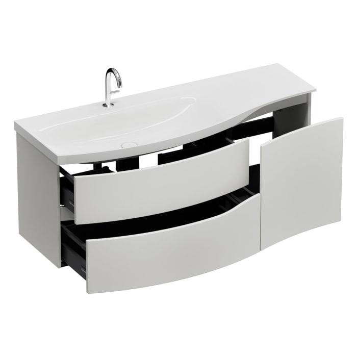 burgbad Sinea 3.0 Mineralguss-Waschtisch mit Unterschrank, 142 cm, mit Griffleiste G0167