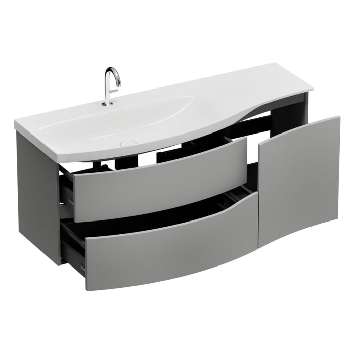 burgbad Sinea 3.0 Mineralguss-Waschtisch mit Unterschrank, 142 cm, mit Griffleiste G0167