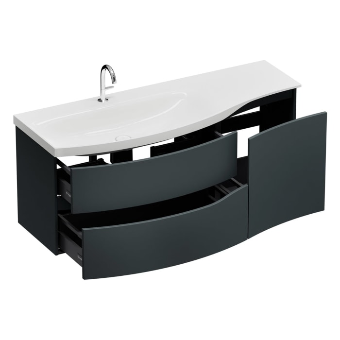 burgbad Sinea 3.0 Mineralguss-Waschtisch mit Unterschrank, 142 cm, mit Griffleiste G0167