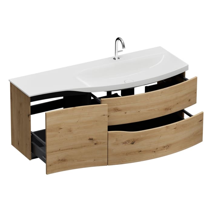 burgbad Sinea 3.0 Mineralguss-Waschtisch mit Unterschrank, 142 cm, mit Griffleiste G0292