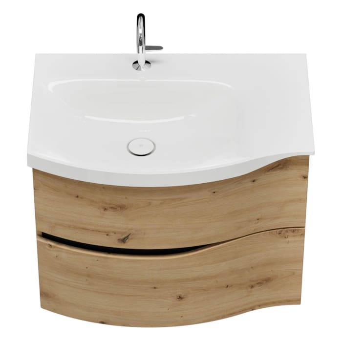 burgbad Sinea 3.0 Mineralguss-Waschtisch mit Unterschrank, 77 cm, mit Griffleiste G0292