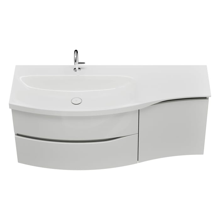 burgbad Sinea 3.0 Mineralguss-Waschtisch mit Unterschrank, 142 cm, mit Griffleiste G0167