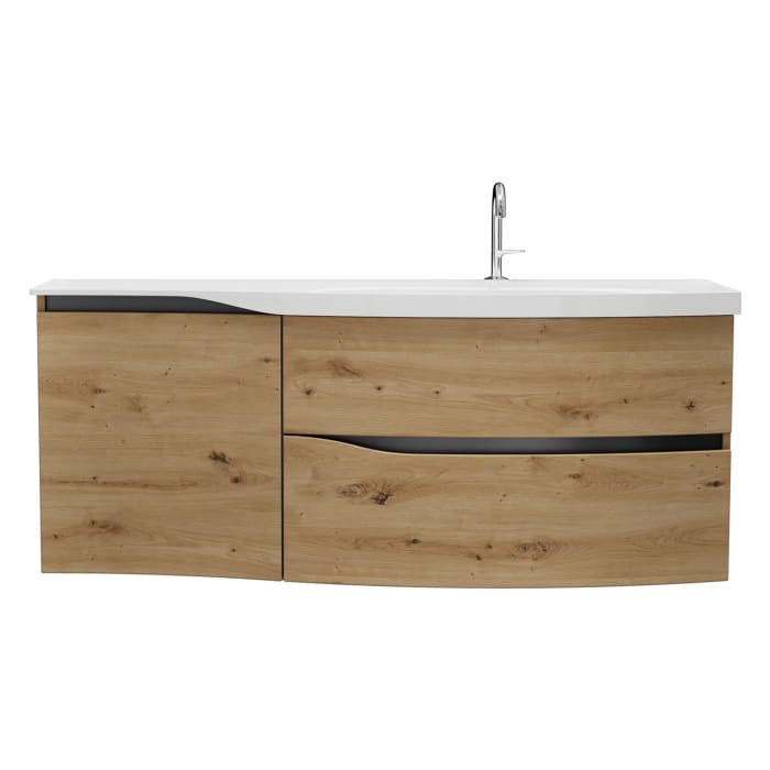 burgbad Sinea 3.0 Mineralguss-Waschtisch mit Unterschrank, 142 cm, mit Griffleiste G0292