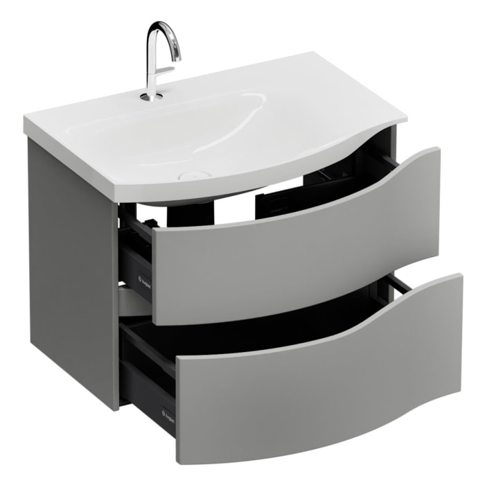 burgbad Sinea 3.0 Mineralguss-Waschtisch mit Unterschrank, 77 cm, mit Griffleiste G0167