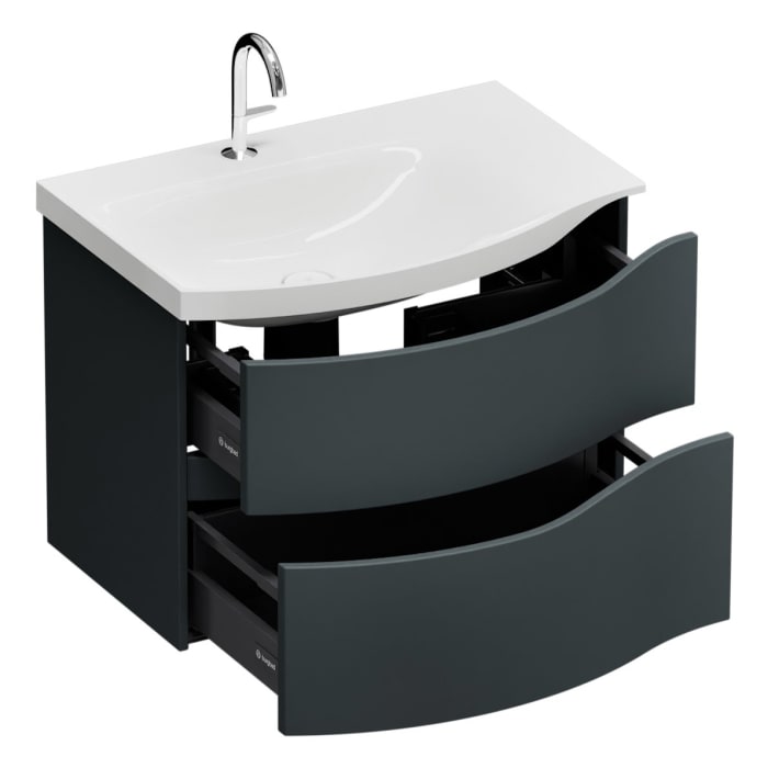 burgbad Sinea 3.0 Mineralguss-Waschtisch mit Unterschrank, 77 cm, mit Griffleiste G0167