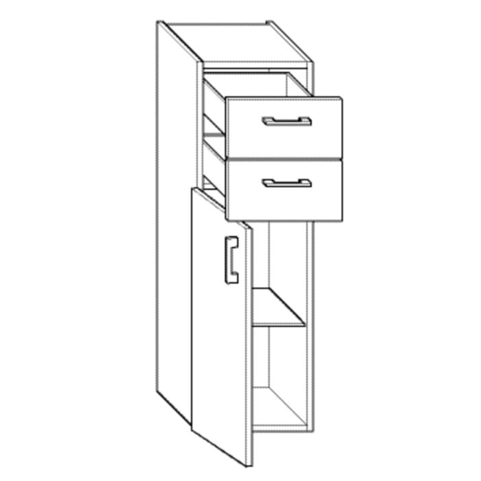 burgbad SYS30 halbhoher Schrank 35 x 32 x 96 cm, Anschlag links