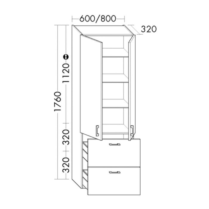 burgbad SYS30 Hochschrank, mit 2 Türen und 2 Auszügen, 60 x 176 cm mit Tip-On