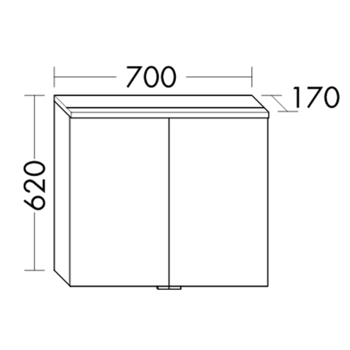 burgbad SYS30 Spiegelschrank mit horizontaler LED-Aufsatzleuchte Teno, 70 x 62 cm