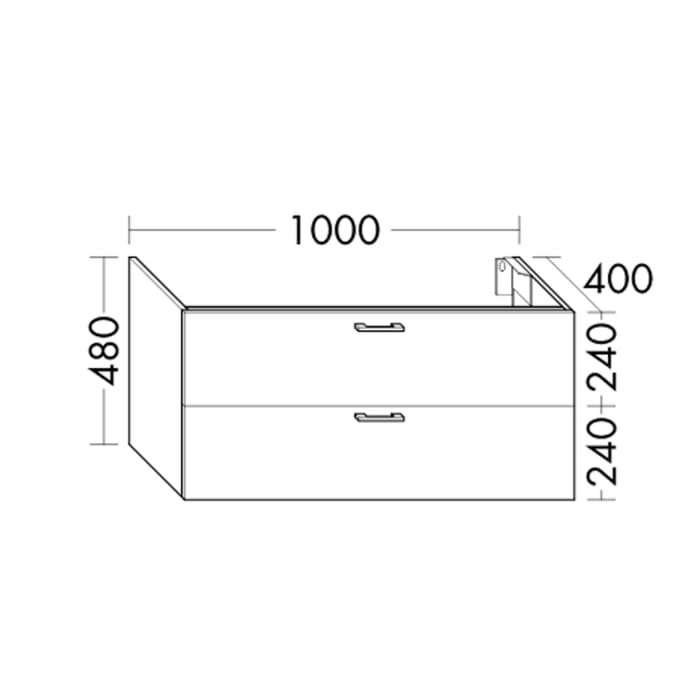 burgbad SYS30 Waschtischunterbau zu Konsolenplatte 100 x 55 cm mit 2 Auszügen