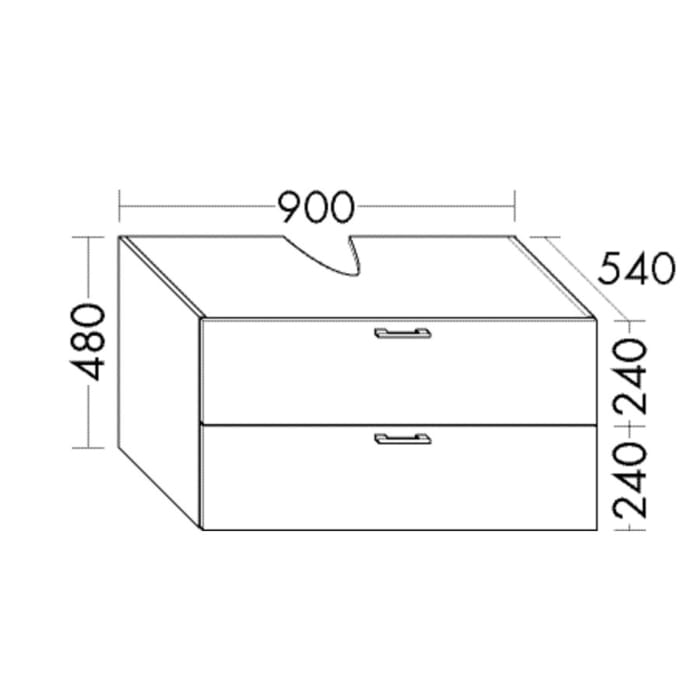 burgbad SYS30 Waschtischunterschrank 70 x 54 x 48 cm mit 2 Auszügen und Tip-In-Technik
