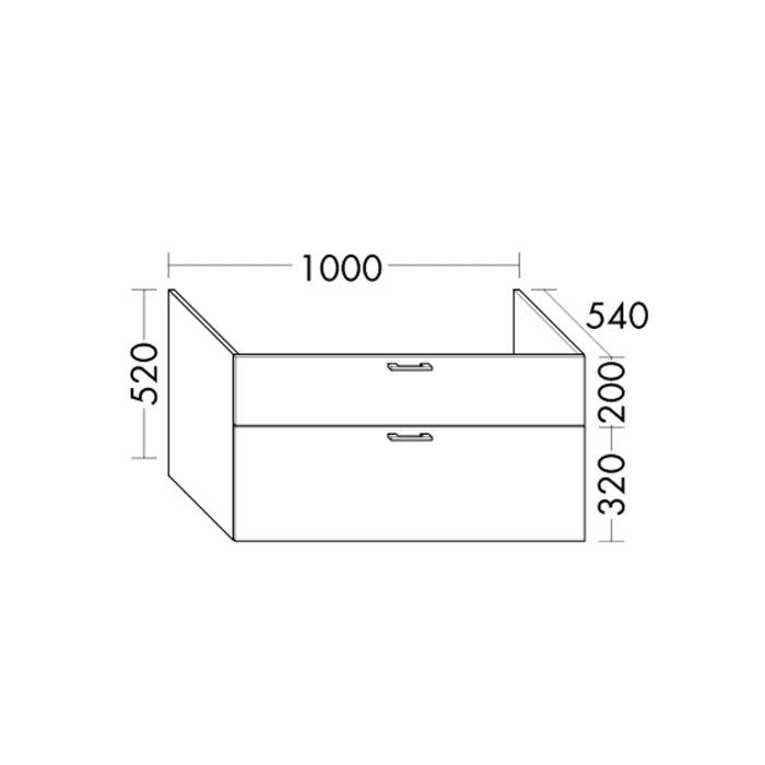 burgbad SYS30 Waschtischunterschrank zu Konsolenplatte 100 x 54 cm mit 2 Auszügen