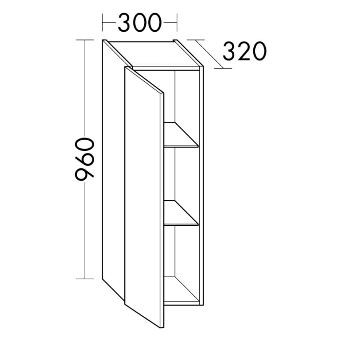 burgbad SYS30 Halbhochschrank 96 x 30 cm, Anschlag links