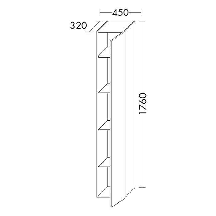 burgbad SYS30 Hochschrank 176 x 45 cm, Anschlag rechts
