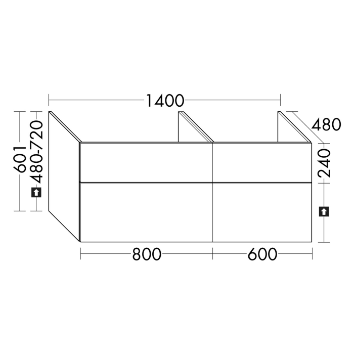 burgbad SYS30 Waschtischunterschrank 140 x 60,1 cm