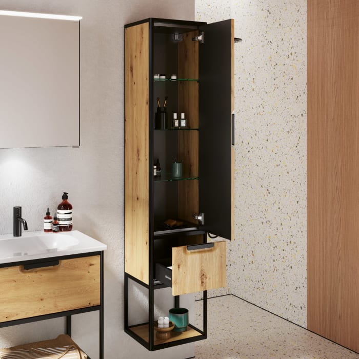 burgbad Vry Hochschrank 36 cm mit 1 Schublade und 1 Tür, Anschlag rechts