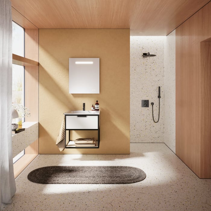 burgbad Vry Spiegel 60 cm mit LED-Beleuchtung und Spiegelheizung