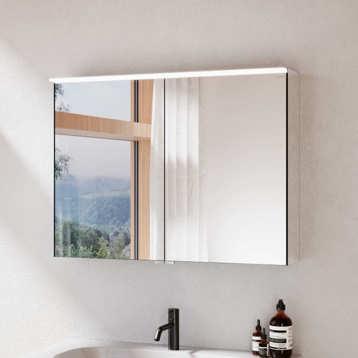 burgbad Vry Spiegelschrank 90,6 cm mit horizontaler LED-Beleuchtung