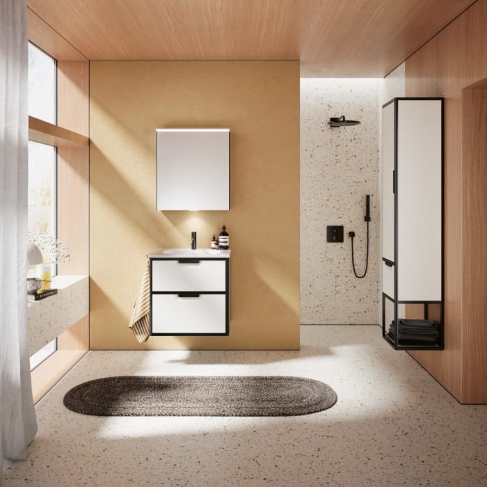 burgbad Vry Spiegelschrank 60,6 cm mit horizontaler LED-Beleuchtung und Waschtischbeleuchtung