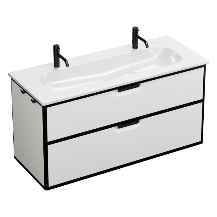 burgbad Vry Keramik-Waschtisch mit Waschtischunterschrank 123 cm mit 1 Schublade und 1 Auszug