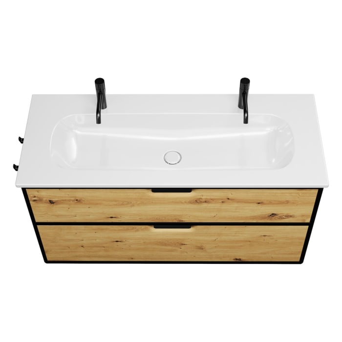 burgbad Vry Keramik-Waschtisch mit Waschtischunterschrank 123 cm mit 1 Schublade und 1 Auszug