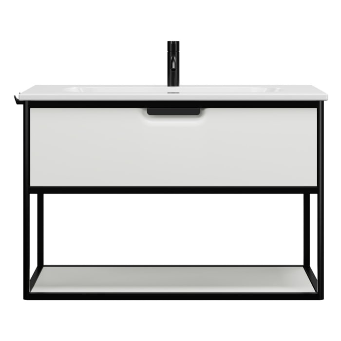 burgbad Vry Keramik-Waschtisch mit Waschtischunterschrank 93 cm mit 1 Schublade