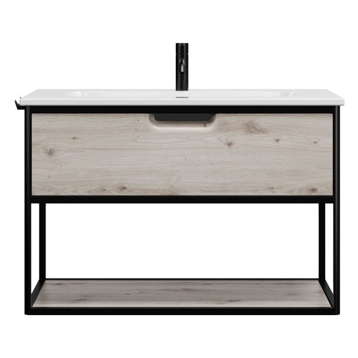 burgbad Vry Keramik-Waschtisch mit Waschtischunterschrank 93 cm mit 1 Schublade