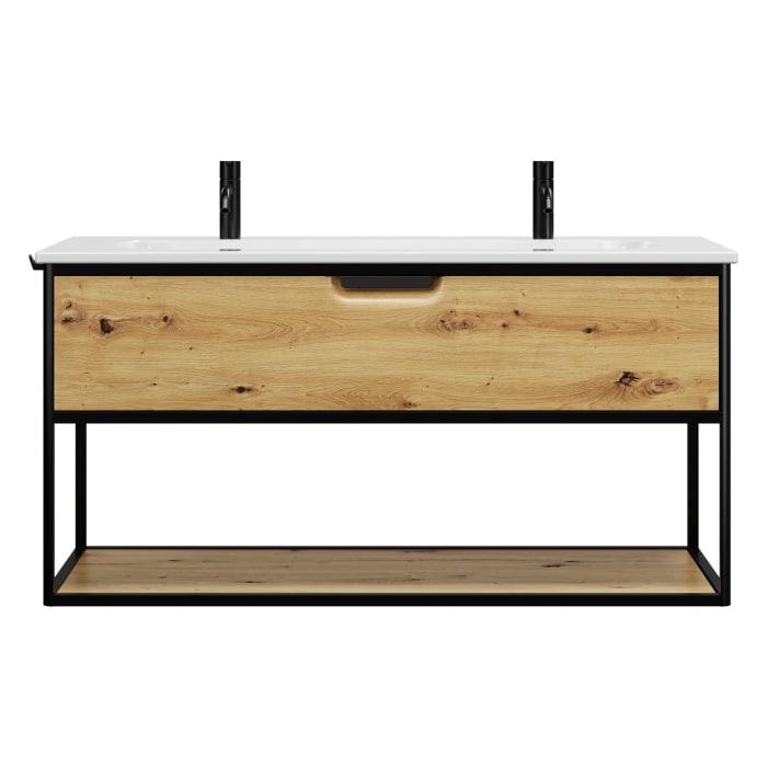 burgbad Vry Keramik-Waschtisch mit Waschtischunterschrank 123 cm mit 1 Schublade