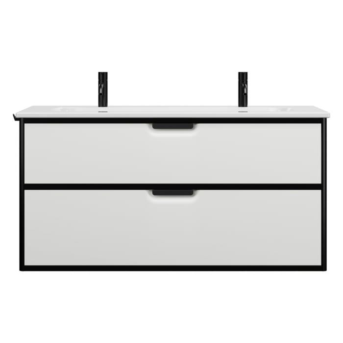 burgbad Vry Keramik-Waschtisch mit Waschtischunterschrank 123 cm mit 1 Schublade und 1 Auszug