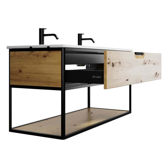 burgbad Vry Keramik-Waschtisch mit Waschtischunterschrank 123 cm mit 1 Schublade