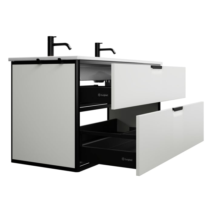 burgbad Vry Keramik-Waschtisch mit Waschtischunterschrank 123 cm mit 1 Schublade und 1 Auszug