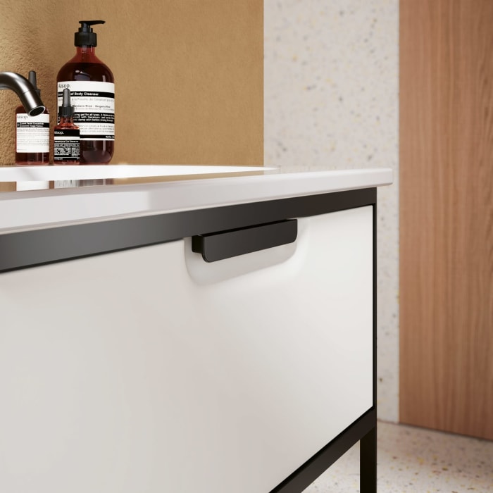 burgbad Vry Keramik-Waschtisch mit Waschtischunterschrank 63 cm mit 1 Schublade